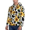 thumbnail image 3 of Lsque Cute Cow Print Sunflower D Pattern Casual Men's Hoodie,Hooded Sweatshirt with Kangaroo Pocket,Pullover Hoodie-Small, 3 of 7