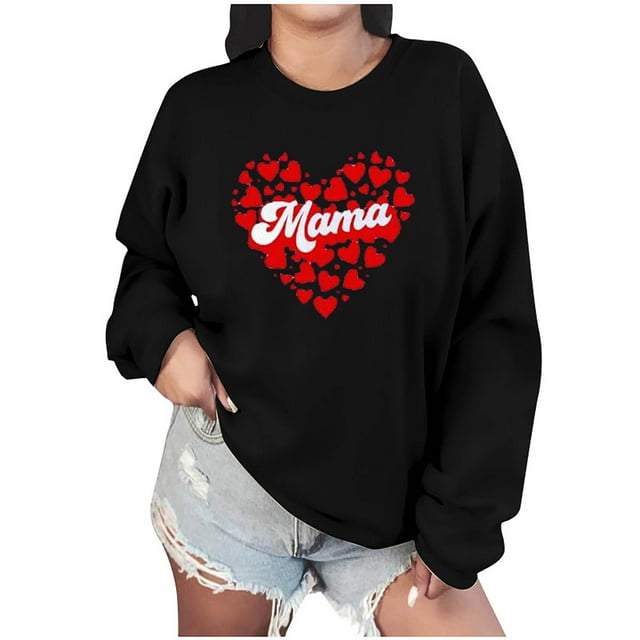 Penkiiy Mama Sweatshirt de manga larga Cheer Mom Shirt para Béisbol Fútbol Baile Baile Sport Suéter Top XS Negro
