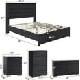 thumbnail image 3 of Merluxy 5 Piece Farmhouse Bedroom Set, Full Bed Frame with 49" Fluted Headboard, 2 Dressers, 2 Drawer Nightstand with Charging Stand, Black, 3 of 7