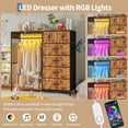thumbnail image 3 of GloryStar Reversible Wood Top Chest, 49.2" Wide Dresser with Hanging Rack, LED Lights, 6 Drawers and Sturdy Frame, 3 of 8