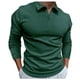 thumbnail image 1 of Gibobby Playera polo hombre Camiseta de tela a rayas de otoño informal para hombre, camiseta de manga larga con cuello en V y cuello vuelto(Verde,G), 1 of 5
