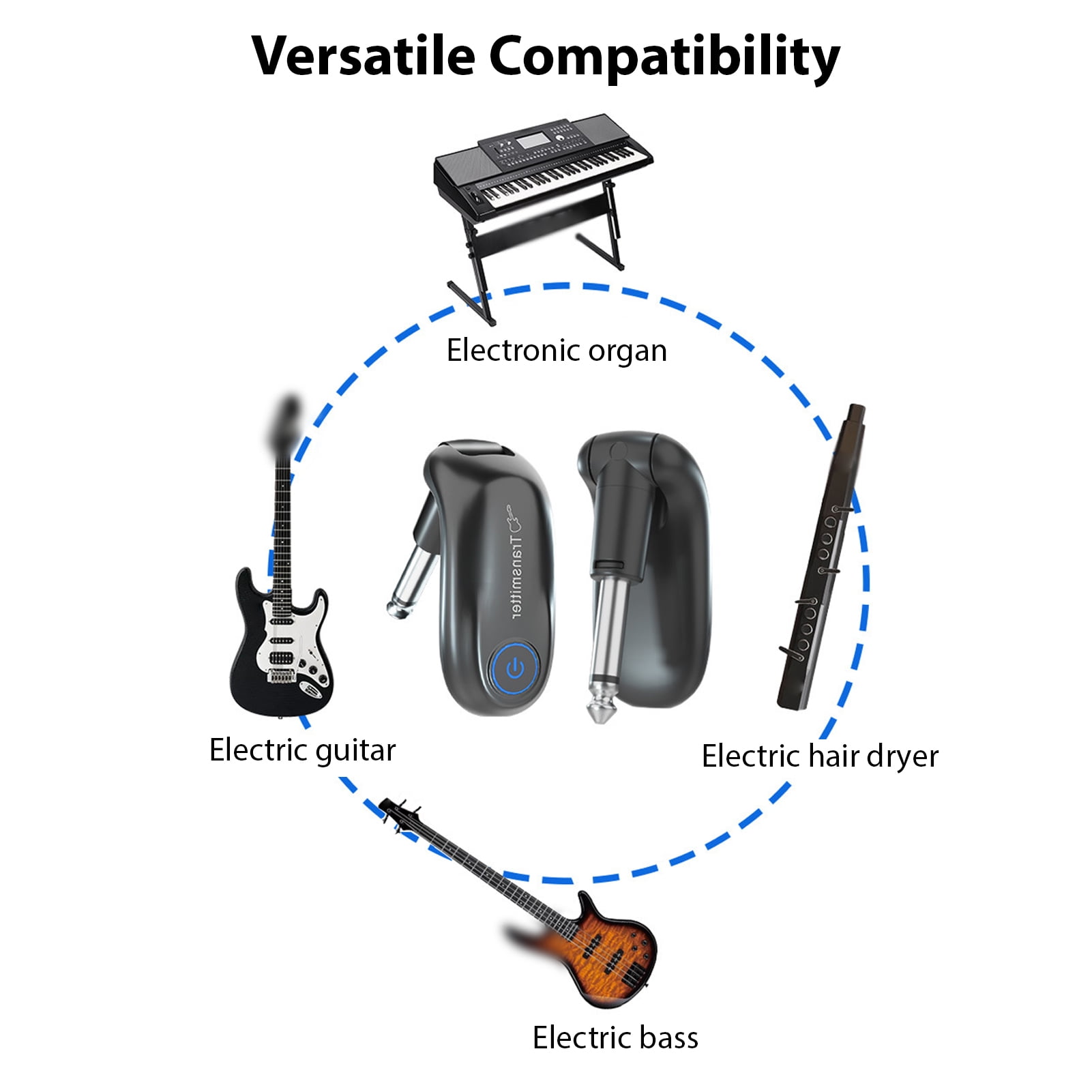 M Buder 2.4G Wireless Guitar System Rechargeable Transmitter Receiver Set for Electric Bass 48KHz Audio