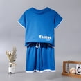 thumbnail image 5 of Spring EGNMCR Boys Suit Toddler Suit Fashion Summer Casual Printed Short Sleeve Round Neck T Shirts And Shorts Two Piece Set, 5 of 6