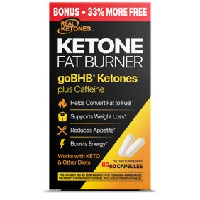 REAL KETONES Fat Burner BHB   Caffeine Capsules 80 ct
