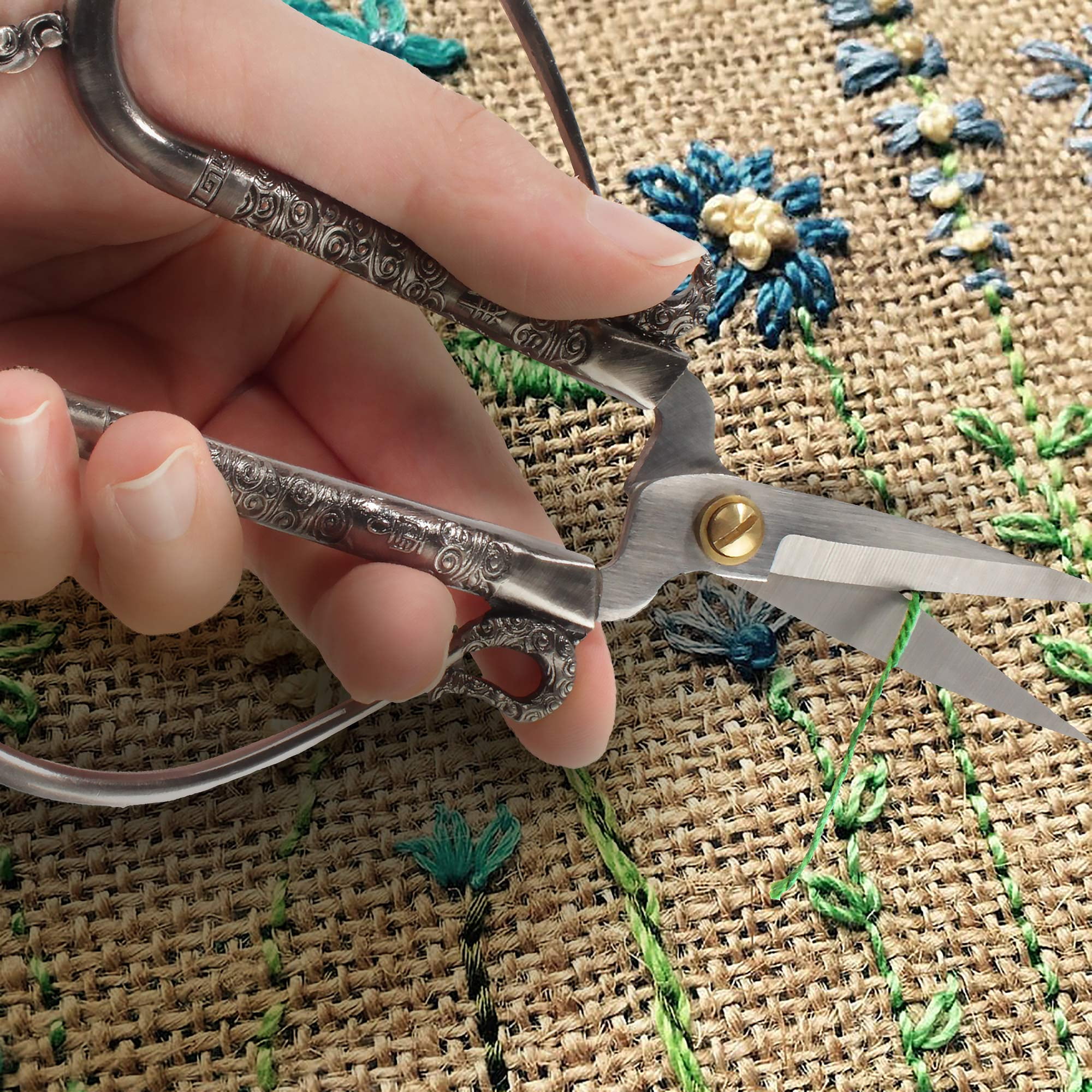 JubileeYarn Antique Style Heirloom Craft Embroidery Scissors w/Decorative Cast Handles Classic Chinese Look - Copper