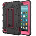 thumbnail image 4 of Allytech Shockproof Case for Amazon 7 Inch Tablet Fire 7 2019 9th Generation, Heavy Duty Protective Kickstand Rubber Kids Children Proof Cases Covers for All-New Amazon Kindle Fire 7, Black/Rose, 4 of 6