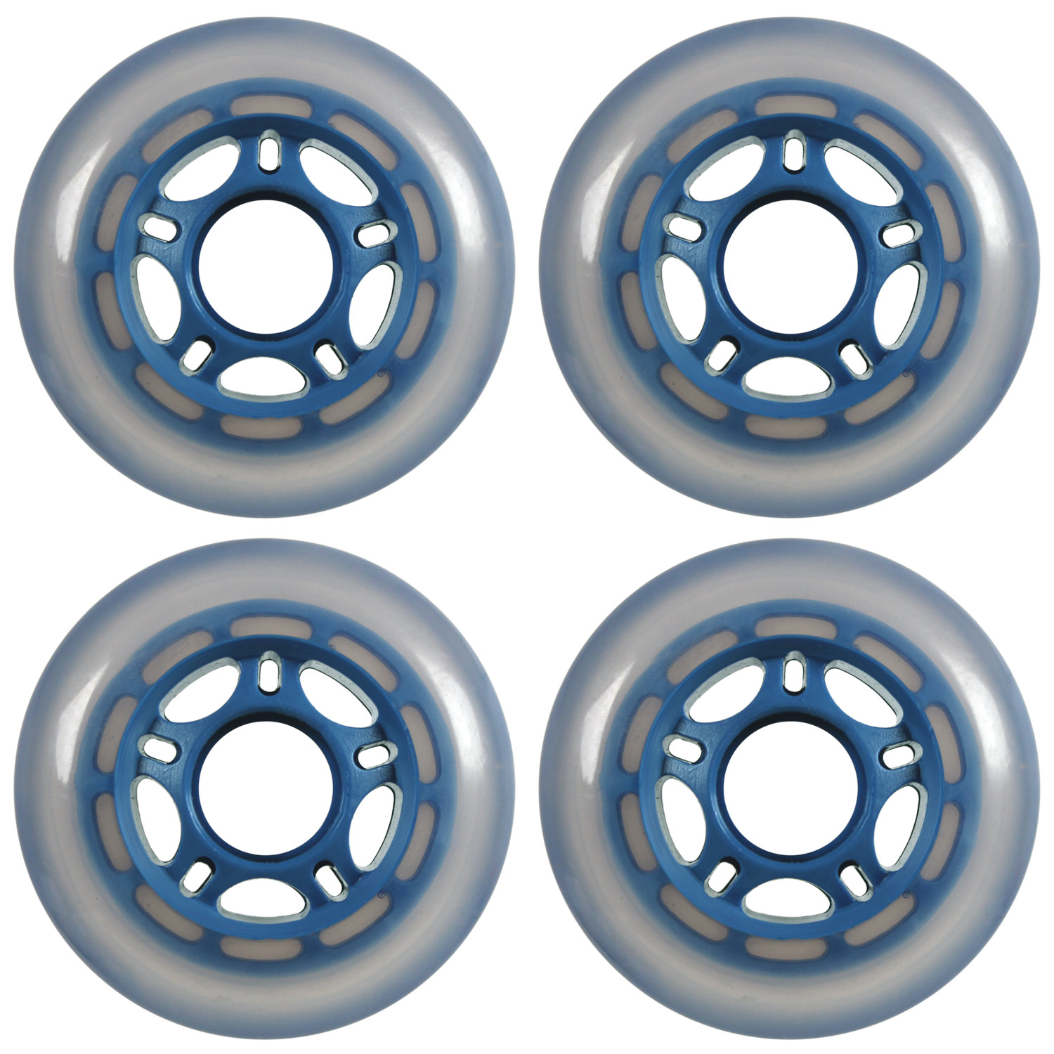 Choice Inline Skate Replacement Wheels Blue/Cloudy 76mm 86A 5Spoke 4