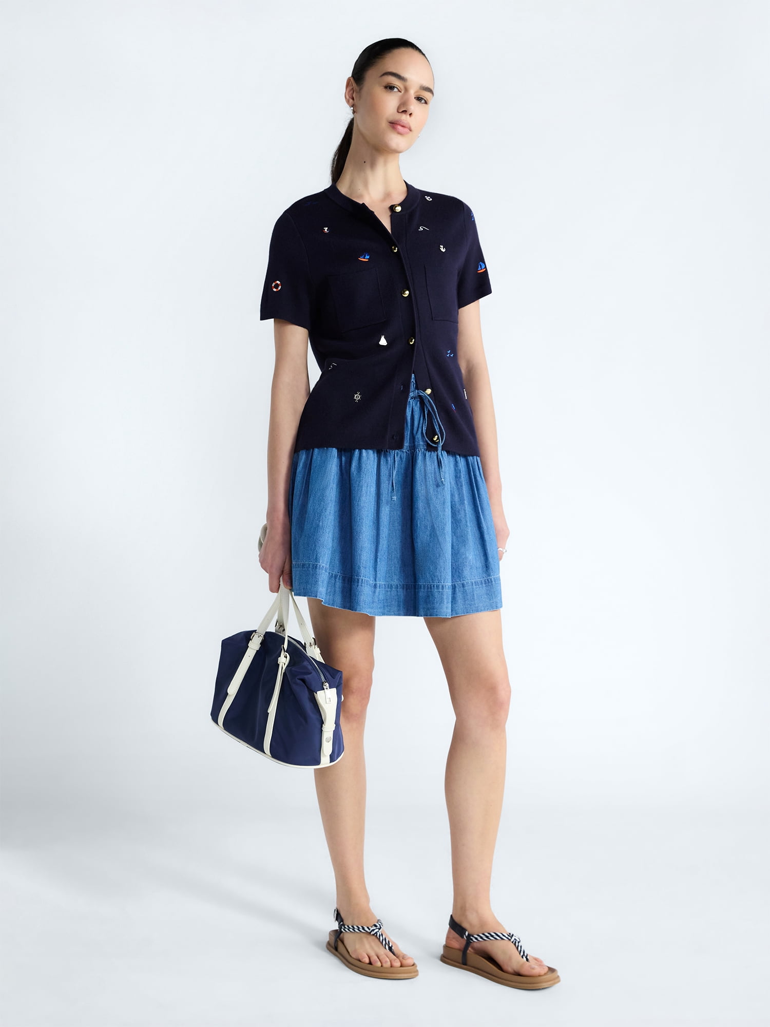 Free Assembly Women's Tiered Denim Mini Skirt, Sizes XS-XXL