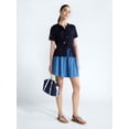 thumbnail image 2 of Free Assembly Women's Tiered Denim Mini Skirt, Sizes XS-XXL, 2 of 5