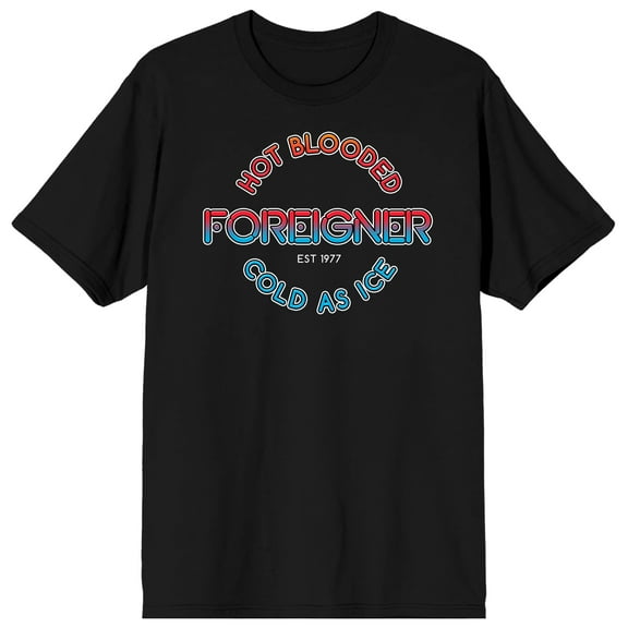 Foreigner Hot Blooded Cold As Ice Crew Neck Short Sleeve Men's Black T-shirt
-Medium