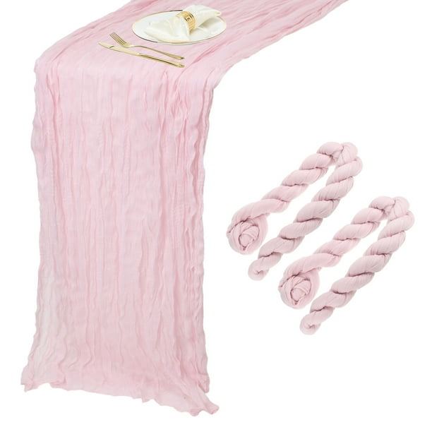 2 Paquetes de Caminos de Mesa de Gasa Rosa 35.4" x 118" Caminos de Mesa Rústicos para Bodas y Fiestas, (10 Pies)