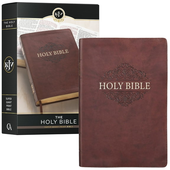 KJV Holy Bible, Super Giant Print Faux Leather Red Letter Edition - Ribbon Marker, King James Version, Chestnut Brown