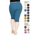 thumbnail image 3 of Stretch Is Comfort Women's Cotton/Spandex Plus Size Knee Length Leggings Teal X-Large, 3 of 6