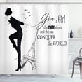 thumbnail image 1 of Ambesonne Teen Room Shower Curtain, Dancing Woman Words, 69"Wx84"L, Black White, 1 of 3