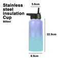 thumbnail image 2 of Botella de agua deportiva: a prueba de fugas, de acero inoxidable con aislamiento al vacío, doble pared, taza térmica, cantimplora de metal, 2 of 5