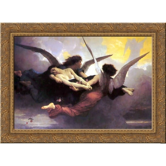 Soul Carried to Heaven 24x18 Gold Ornate Wood Framed Canvas Art by William-Adolphe Bouguereau