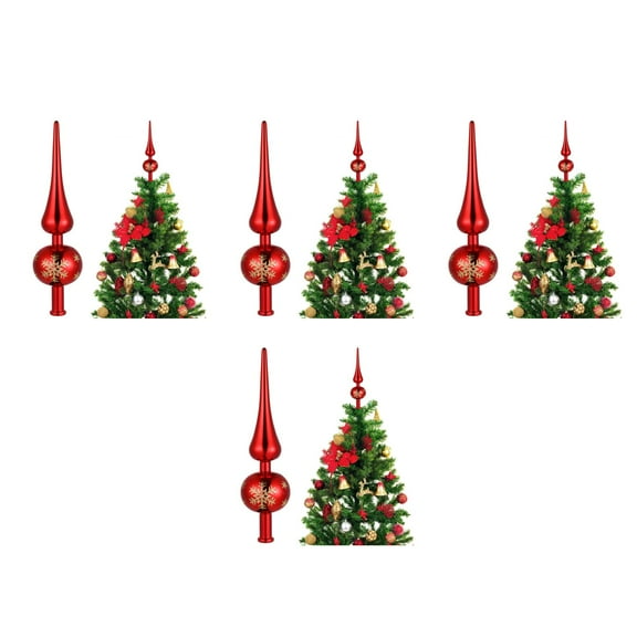 FRCOLOR-Red Christmas Tree Topper, 9In Elegant Spire Ornament for Xmas Tree Decoration, Creative Lasting Plastic Ornament