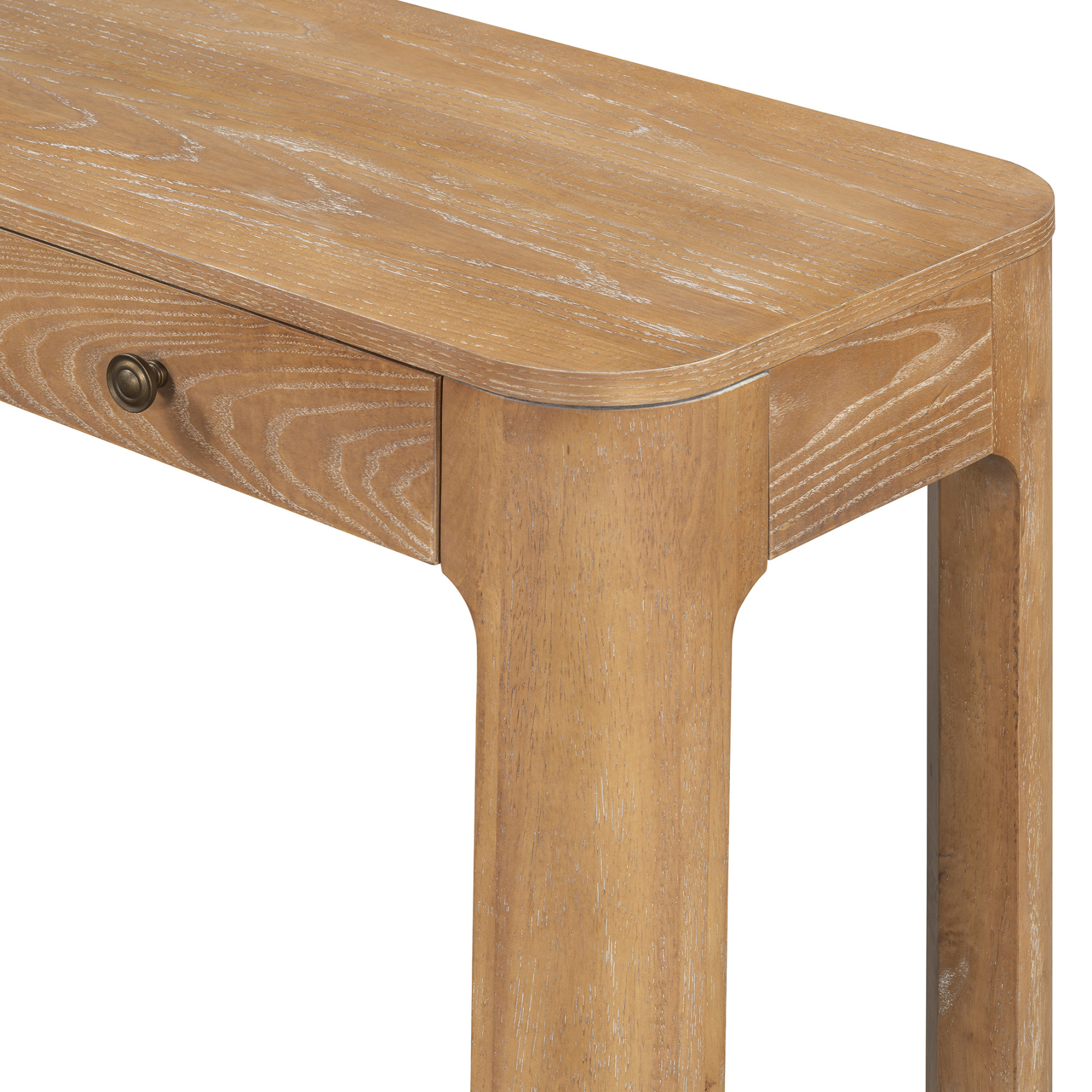 52'' Rustic Curved Console Table, Entryway Table with 3 Concealed Drawers, Sturdy Sofa Table with Thick Legs for Hallway & Living Room, Natural