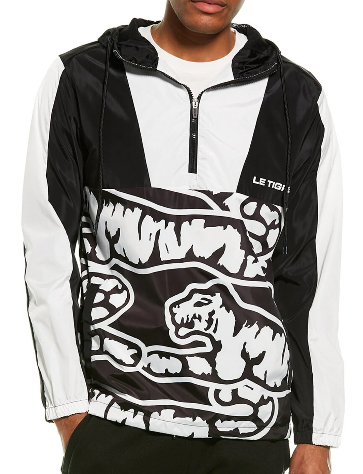 Jacket Black Full-Zip Hooded Windbreaker Oc Tiger