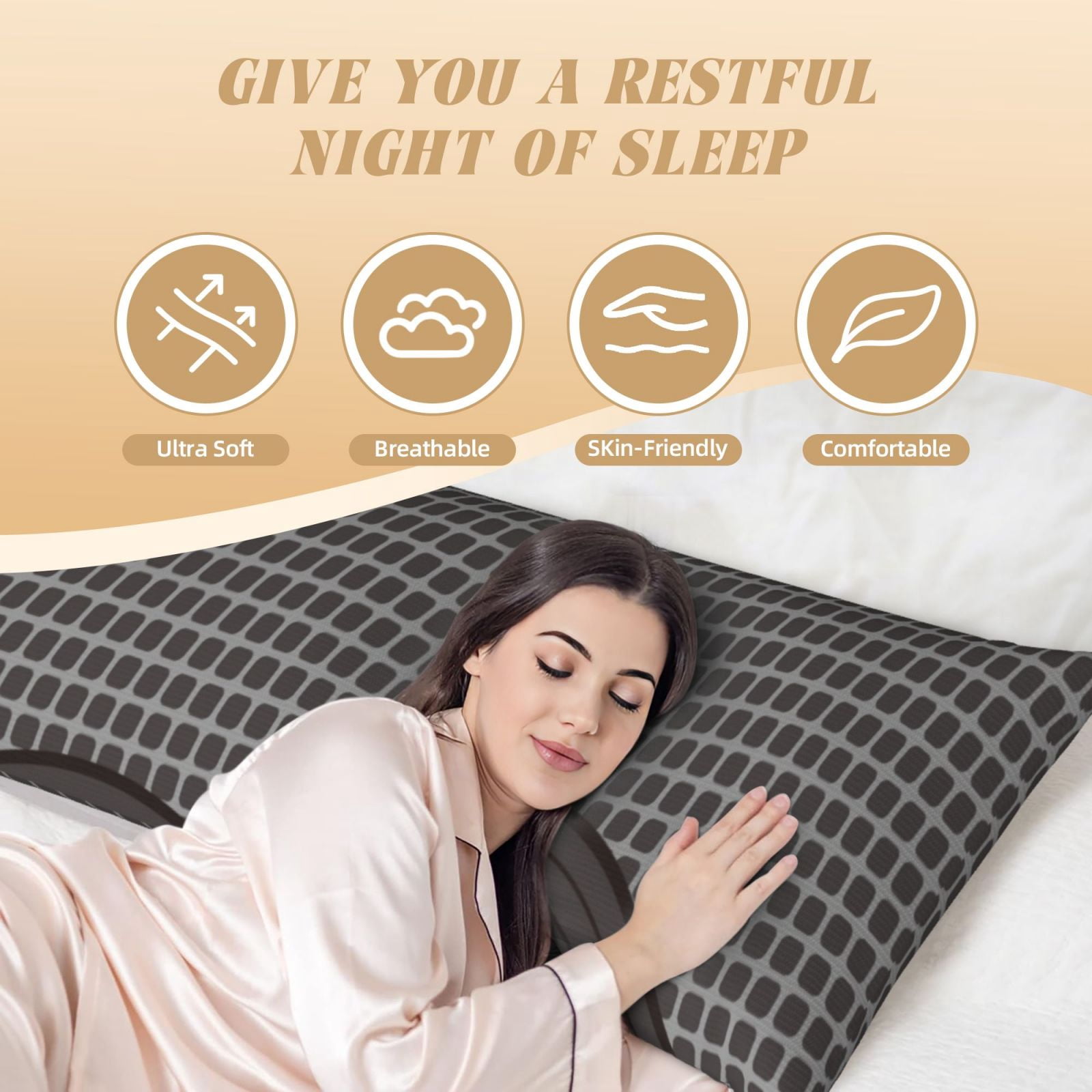 Naloa Vinyl Records Super Soft 20x60 Body Pillow Case,Long Side Hidden Zipper（PILLOWS ARE NOT INCLUDED）
