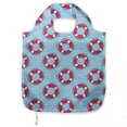 thumbnail image 1 of Coastal Reusable Portable Bag, Pattern with Floating in Ocean Swimming Urgency SOS Protection, Fabric Market Bag Sturdy Easy to Clean Foldable Slim Design, Pale Blue Pink White, by Ambesonne, 1 of 4