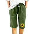 thumbnail image 2 of OKBOP Womens Shorts Clearance Green Elastic Waist Straight-Leg Casual Relaxed Fit Capris, 2 of 4