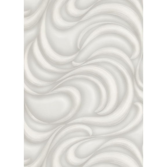 Concord Wallcoverings Textured Wallpaper modern graphics Featuring 3D wave wall, Grey White, 21 In x 33 Ft (56 sq. ft), 1022031