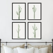 PixonSign Framed Southwest Saguaro Desert Cactus Wall Art, Set of 4 Nature Wilderness Succulents Plants Wall Prints, Botanical Floral Wall Décor, Modern Relax Clam Home Artwork - 12"x16" Black
