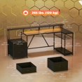 thumbnail image 2 of Bureau de Jeu en L de 76 Pouces, avec Lumières DEL RVB, Table d'Ordinateur Réversible avec Ports USB, Support pour Moniteur et 2 Tiroirs en Tissu, Bureau en Panneau de Particules Noir et Acier pour Bureau à Domicile, 2 of 7