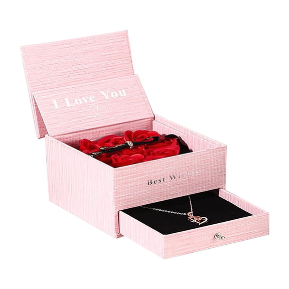 Valentine's Day Everlasting Rose & Jewelry Gift Box, Romantic "I Love You" Gift Box, Proposal & Anniversary, Surprise Valentine's Gifts for Her