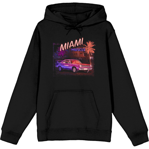 Car Fanatic Miami Muscle Long Sleeve Adult Hooded Sweatshirt-Medium-Black