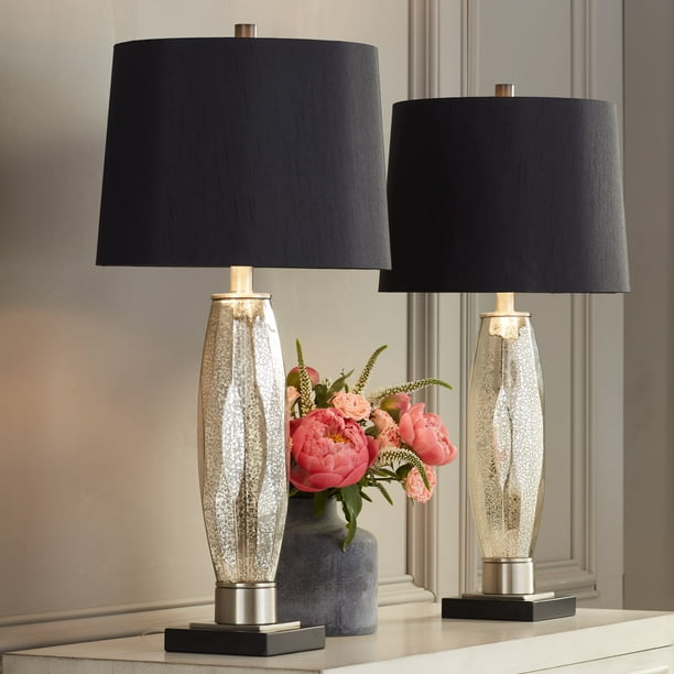 Regency Hill Modern Table Lamps Set Of, Black Drum Table Lamp Shade