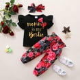 thumbnail image 3 of NZRVAWS Baby Girls Outfits For Fall 12 Months Baby Girls Letter Print 18 Months Baby Girls Ruffle Sleeve Shirts Floral Pants Headband 3Pcs Clothes Set,Black, 3 of 8