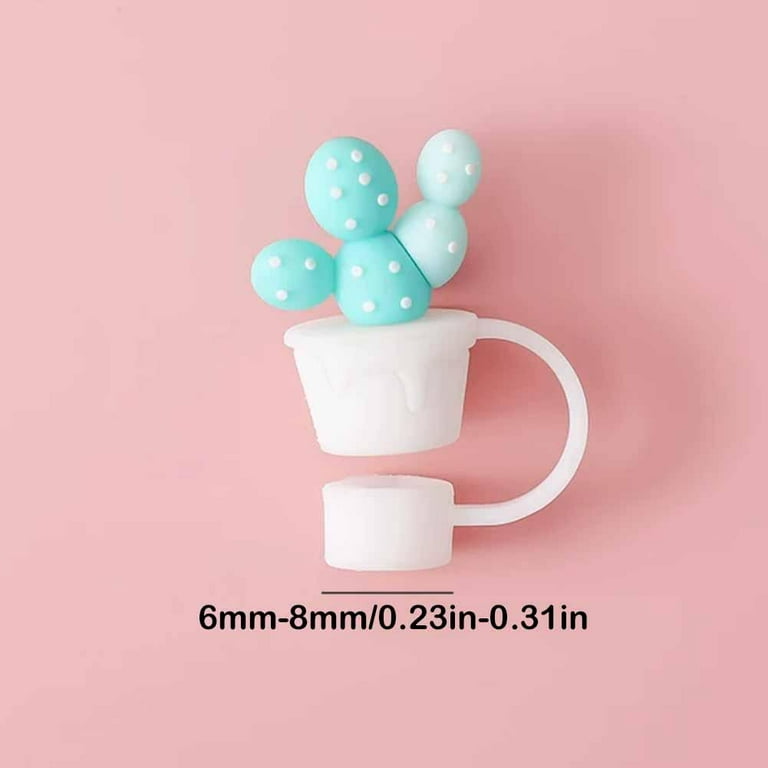 1pc Cactus Strawberry Straw Tip Cover Dust-Proof Straw Cover Reusable  Silicone Straw Toppers Cute Straws Plugs for 6 to 8 mm Straws 