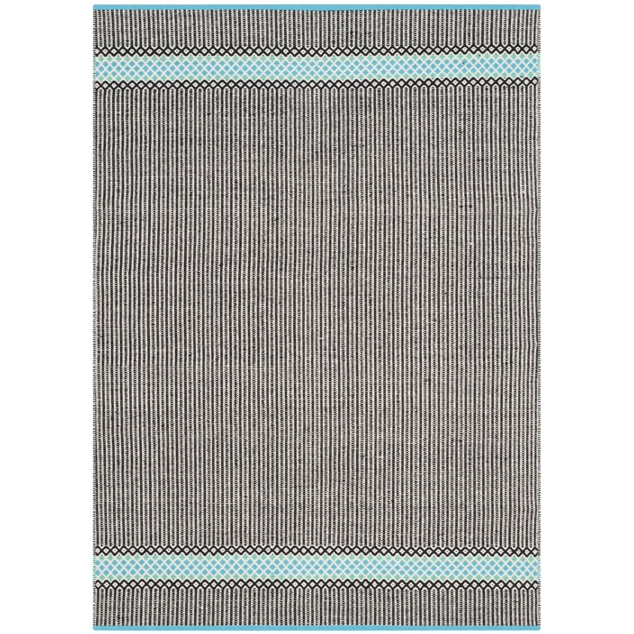 SAFAVIEH Montauk Varina Geometric Striped Cotton Area Rug, Turquoise/Multi, 8' x 10'