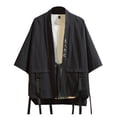 thumbnail image 1 of Men's Loose Fit Quarter Sleeve Embroidery Webbing Hop Style Casual Cardigan, 1 of 8