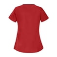thumbnail image 3 of Scrub Tops Women Casual Scrub Tops Women Fashion Short Sleeve Slant Neck Solid color Loose Fit with Pockets Pullover Shirts Tops 2024 with Pockets Womens Scrub Tops(Red,XL), 3 of 3