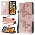 thumbnail image 4 of Allytech iPhone XS Max Case (6.5"), Slim Fit PU Leather Folio Butterfly Embossed Shockproof Wrist Hand Strap Flip Cards Holder Wallet Case TPU Back Cover for Apple iPhone XS Max, Pink, 4 of 8