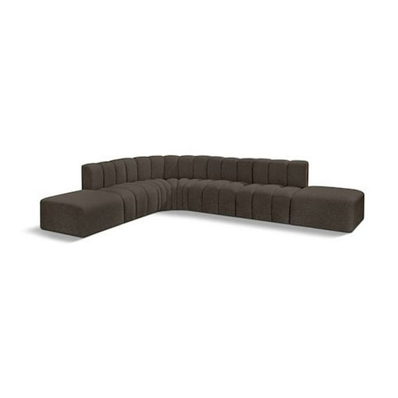 Meridian Furniture Arc Brown Boucle Fabric Modular Sectional