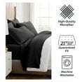thumbnail image 6 of Extra Deep Pocket King Sheets Set, 6-Piece Ultra-Soft Microfiber Bed Sheets with 21" Deep King Fitted Sheet, Oversize Flat Sheet, 4 Large Pillowcases, Black, 6 of 8