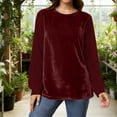 thumbnail image 2 of Haut en Velours pour Femmes Col Rond Blouse à Manches Longues en Mousseline Patchwork, 2 of 8