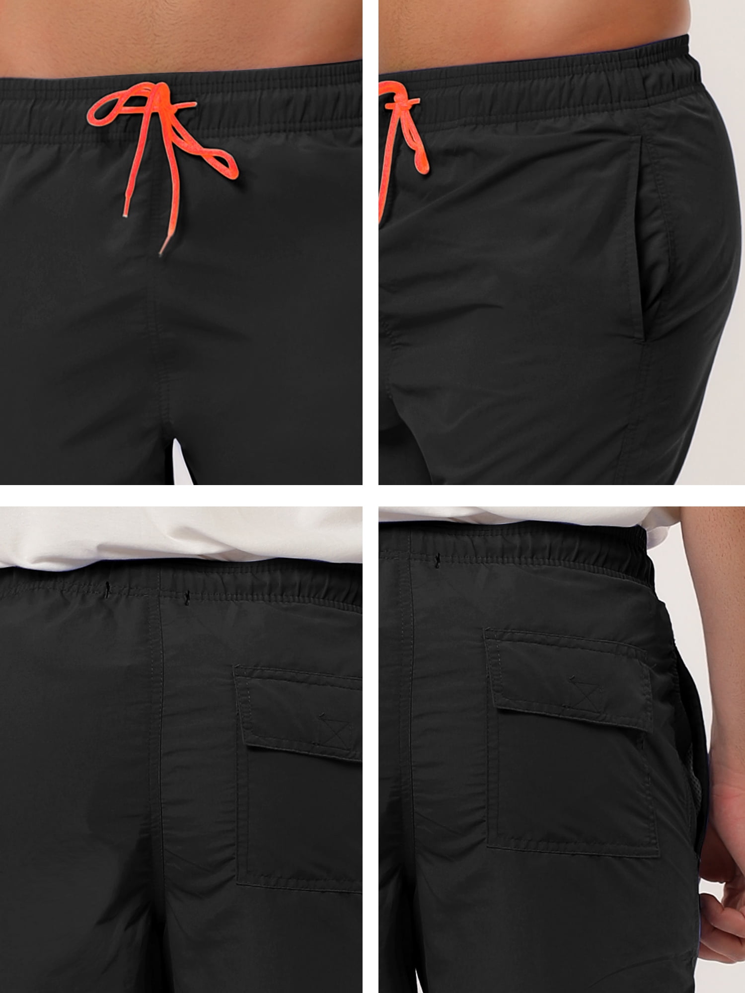 INSPIRE CHIC Father's Day Men's Shorts Summer Beach Shorts Solid Mesh Lining Drawstring Waist Swim Shorts 36 Black