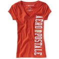 thumbnail image 1 of Camiseta gráfica con cuello en V Aeropostale para mujer, naranja, extragrande, 1 of 1