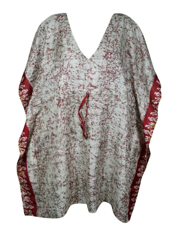 Mogul Womens Boho Kaftan Gray Red Kaftan Dresses M-XL