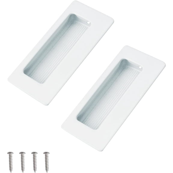 2PCS Rectangular Recessed Concealed Handles, Embedded Design Sliding Door Handle with Screws, Stainless Steel Cabinet Pulls for Wardrobe Drawer (White-86mm)