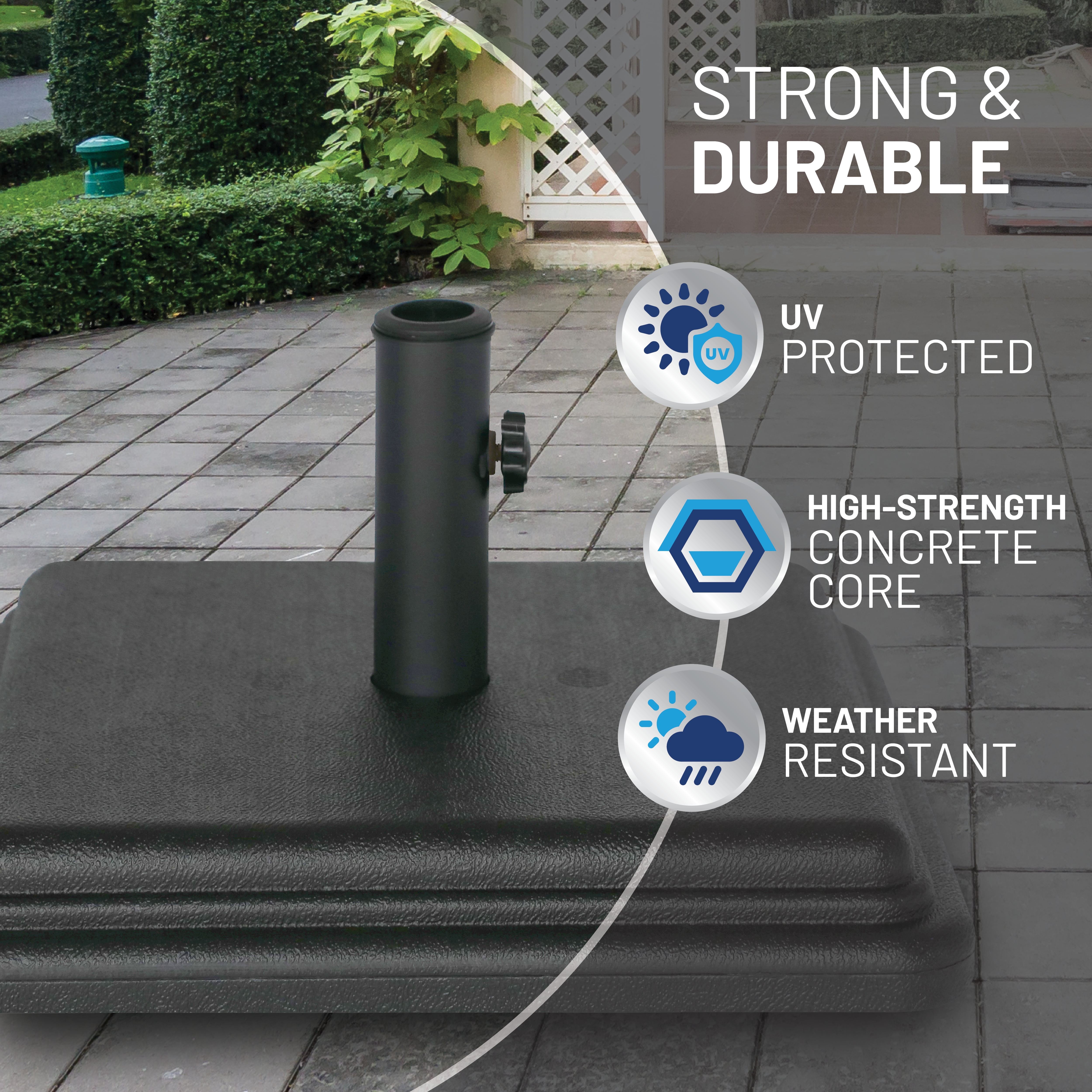 US Weight 40 LB Umbrella Base - Weighted Base for Use with Patio Table - For Poles Sizes 1.3-1.75"