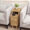 thumbnail image 3 of Gymax Narrow Nightstand Solid Wood End Table w/ Pull-out Tray & 2 Storage Drawers Natural, 3 of 9