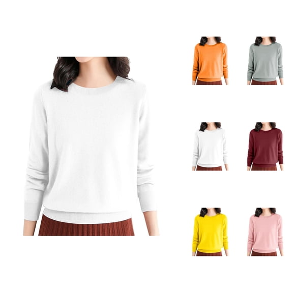 Women Sweaters, Crew Neck Sweaters for Women, Solid Color Casual Pullover, Everyday Wear Comfort