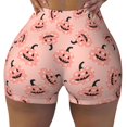 thumbnail image 2 of Fotbe Smiling Pink Pumpkins Shorts Sin Costuras – Shorts Deportivos de Cintura Alta para Mujer, Elásticos para Gimnasio, Yoga, Running o Ciclismo-Large, 2 of 8