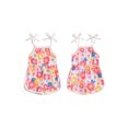 thumbnail image 2 of Suealasg Little Girl Cami Jumpsuit 1T 2T 3T 4T 5T Kids Girls Sleeveless Flower Print Tie Up Spaghetti Strap Romper Shorts Toddler Girls Summer Clothes, 2 of 9